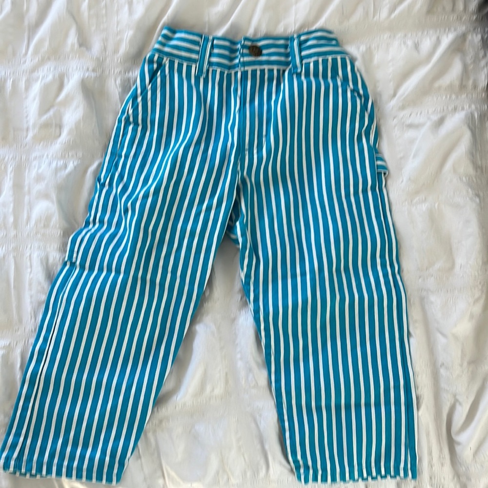 Vintage 1980s 1990s Oshkosh Bgosh Blue & White Striped Jeans, Toddler Jeans, 3T